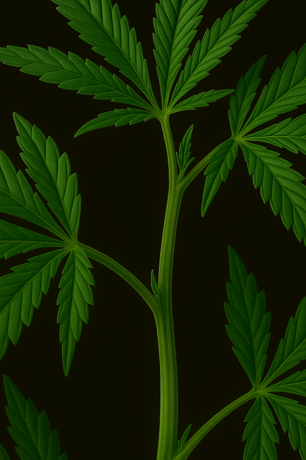 Cannabis plant branches extending from the main stem