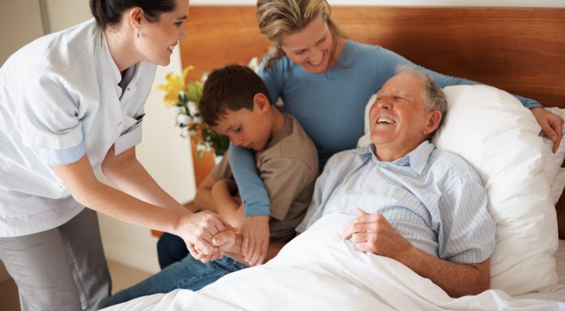 Palliative care scene with family