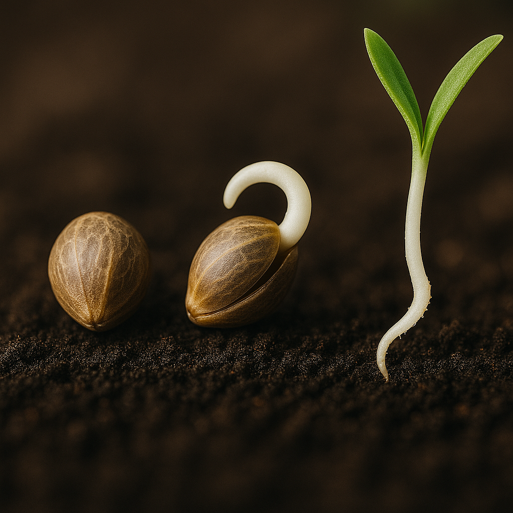 Cannabis seeds germinating