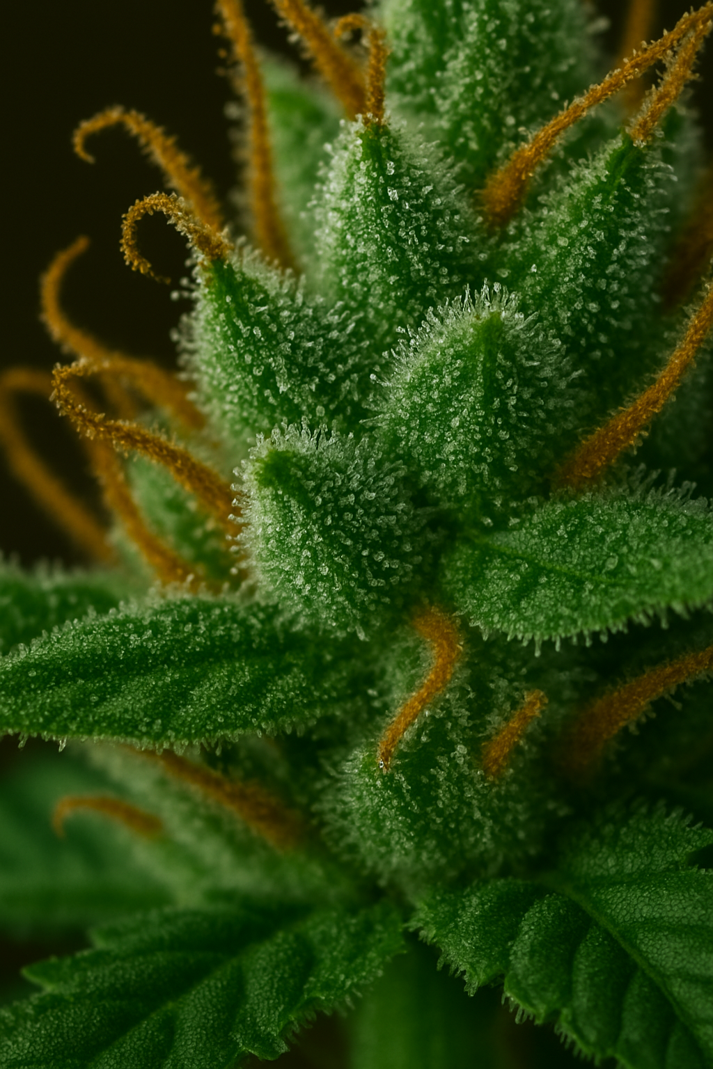 Close-up of cannabis trichomes